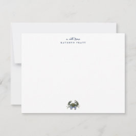 Cartão De Notas Watercolor Blue Crab Classic Personalized
