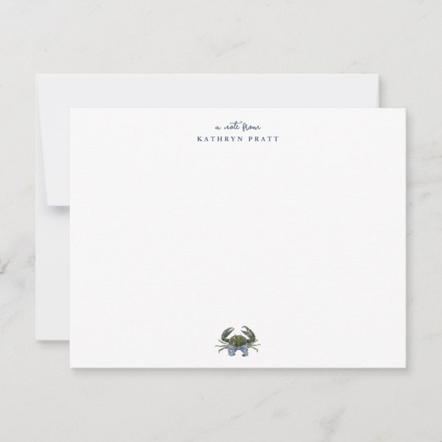 Cartão De Notas Watercolor Blue Crab Classic Personalized (Frente)