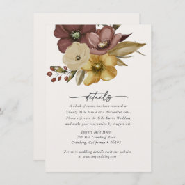 Cartão De Notas Watercolor Boho Neutral Wedding Details Card
