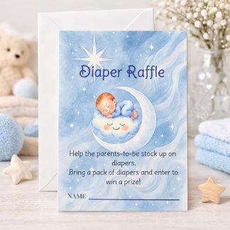 Cartão De Notas Watercolor Celestial Baby Shower Diaper Raffle