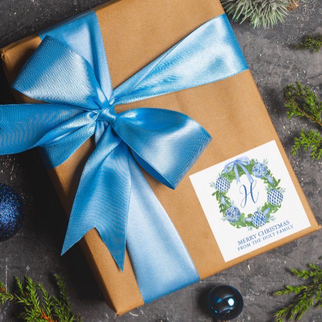 Cartão De Notas Watercolor Chinoiserie Wreath Festa de Natal (Criador carregado)