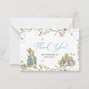 Cartão De Notas Watercolor Elegante Flor Selvagem Peter Rabbit Bab