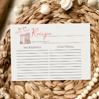 Cartão De Notas Watercolor Fresh Off Market Bridal Shower Recipe