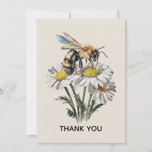 Cartão De Notas Watercolor Honey Bee Obrigado