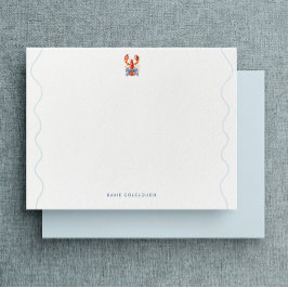 Cartão De Notas Watercolor Lobster Coastal Flat Note Card