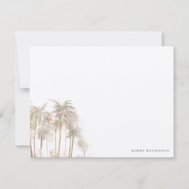 Cartão De Notas Watercolor Palm Trees Personalized Thank You (Frente)
