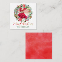 Watercolor Poinsettia Christmas Wreath Photo Gift