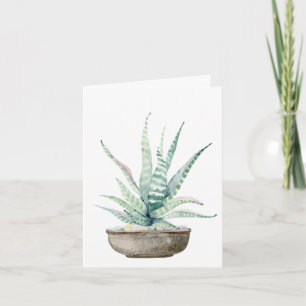 Cartão De Notas Watercolor Potted Succulent