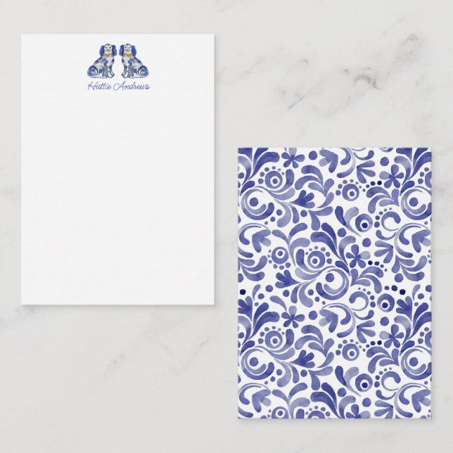 Cartão De Notas Watercolor Staffordshire Dogs Personalizados (Frente/Verso)