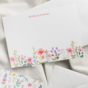 Cartão De Notas Watercolor Wildflower Primavera Summer