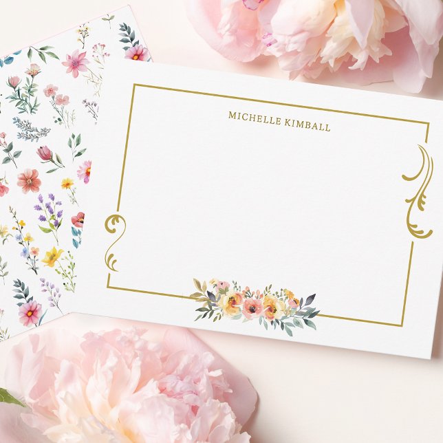 Cartão De Notas Watercolor Wildflower Primavera Summer (Criador carregado)