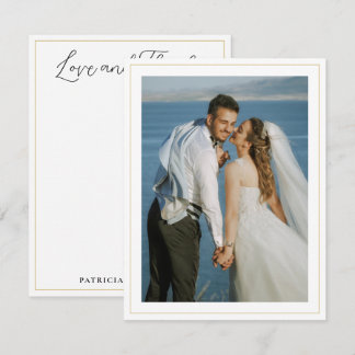Cartão De Notas Wedding Couple Photo Name Love And Thanks 