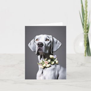 Cartão De Notas Weimaraner Com Placa De Vazio De Flores