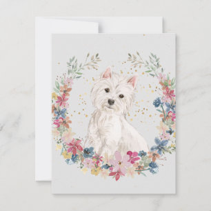 Cartão De Notas Westie Terrier Spring Flowers Monograma