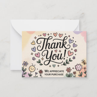 Cartão De Notas Whimsical Thank You Card 