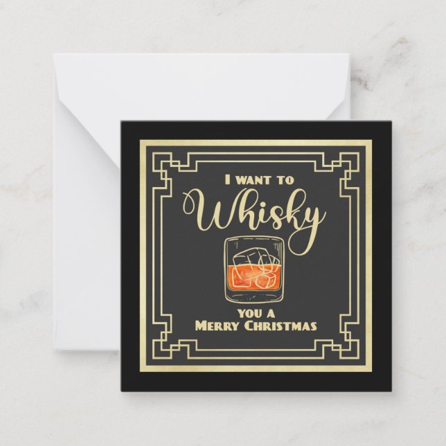 Cartão De Notas Whisky Christmas Flat Note Card (Frente)
