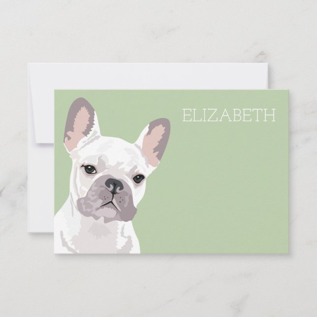 Cartão De Notas White French Bulldog Cute Frenchie (Frente)
