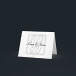 Cartão De Notas White G Monogram Blank Note Card<br><div class="desc">Elegant white on white wedding monogram note card. use as an Invitation a Thank you or acknowledgment card,  by just changing the text.</div>