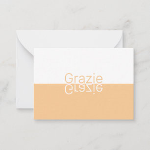 Cartão De Notas White & Light Orange Modern Italiano Obrigado