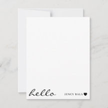 White Minimal Hello | Clean Modern Heart Design