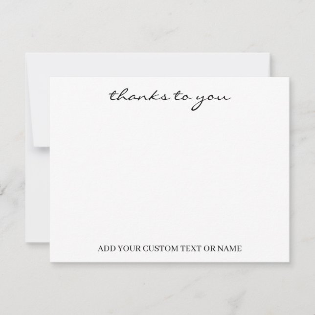 Cartão De Notas White Minimalist | Modern Typography Thank You (Frente)