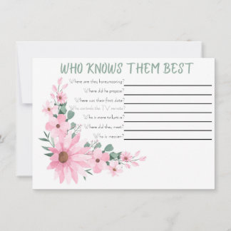 Cartão De Notas Who Knows The Couple Best Bridal Shower Game