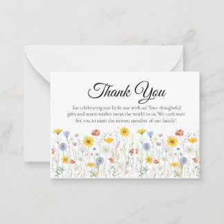 Cartão De Notas Wildflower Baby Shower Thank You Card
