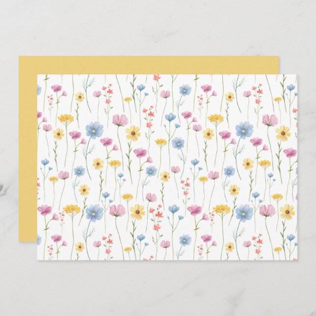 Cartão De Notas Wildflowers Floral Botanical Note Card (Frente/Verso)