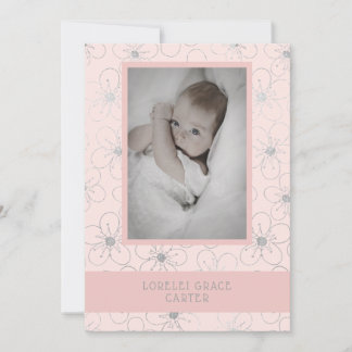 Cartão De Notas Wildflowers Silver Effect Photo Naming Ceremony
