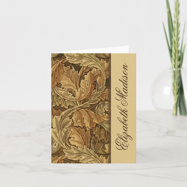 Cartão De Notas William Morris Brown Leaves Personalized Note Card (Frente)