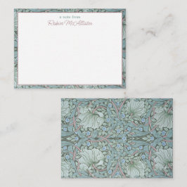 Cartão De Notas William Morris, Pimpernel - Aqua Green Floral