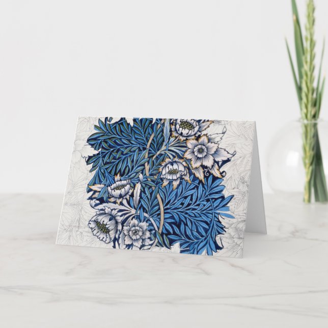 Cartão De Notas William Morris Tulip e Willow Folheed Note Card (Frente)
