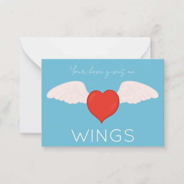 Cartão De Notas Winged Love Valentine Flat Note Card (Frente)