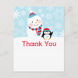 Cartão De Notas Winter ONEderland Festa de aniversário Obrigado