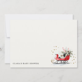 Cartão De Notas Winter Sleigh Its Cold Outside Neutral Baby Shower