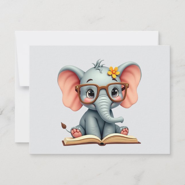 Cartão De Notas Wise Baby Elephant (Frente)