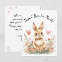Woodland Animal Baby Bunny Kids Pink Hearts Floral
