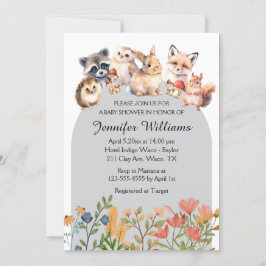 Cartão De Notas woodland animals arch baby shower invitation