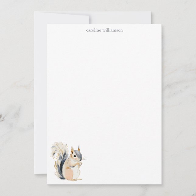 Cartão De Notas Woodland Squirrel Nature Personalized Stationery (Frente)