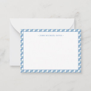 Cartão De Notas Xadrez Azul Pastel Infantil