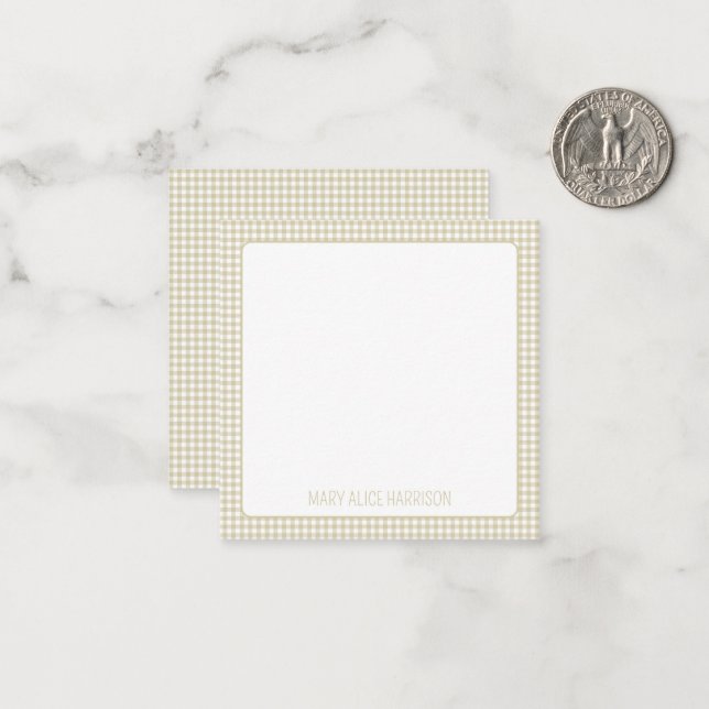 Cartão De Notas Xadrez Ginga Bege e Branco Personalizado (Frente/Verso In Situ)