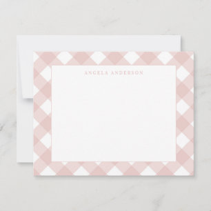 Cartão De Notas Xadrez Ginga Rosa Coral Pastel Moderno