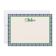 Xadrez Gingham Azul e Verde com Monograma