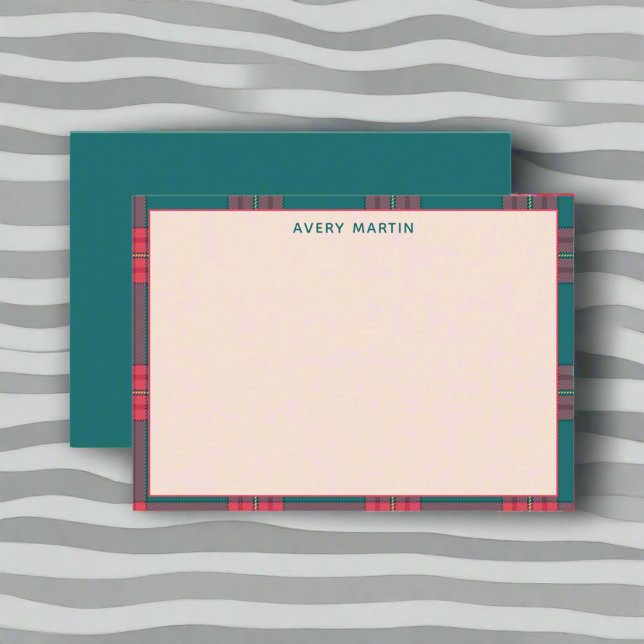 Cartão De Notas Xadrez Gingham Personalizada Obrigado (Criador carregado)