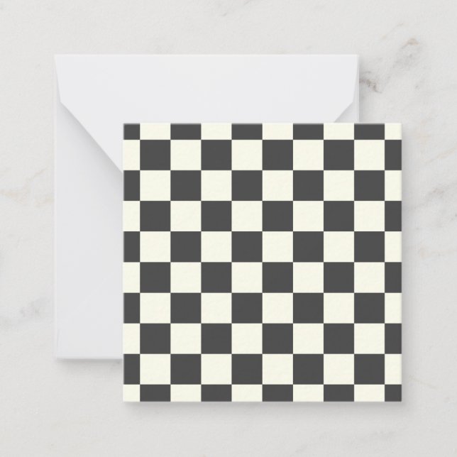 Cartão De Notas Xadrez Preto e Branco Extravagante (Frente)