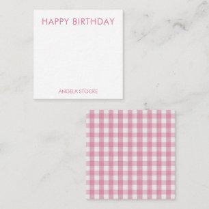 Cartão De Notas Xadrez Rosa Branco Personalizado