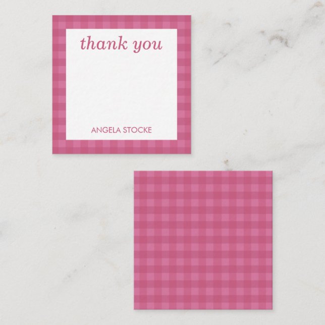 Cartão De Notas Xadrez Rosa Personalizado (Frente/Verso)