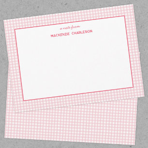 Cartão De Notas Xadrez Rosa Personalizado