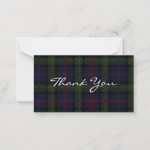 Cartão De Notas Xadrez Tartan Malcolm Script Agradecido