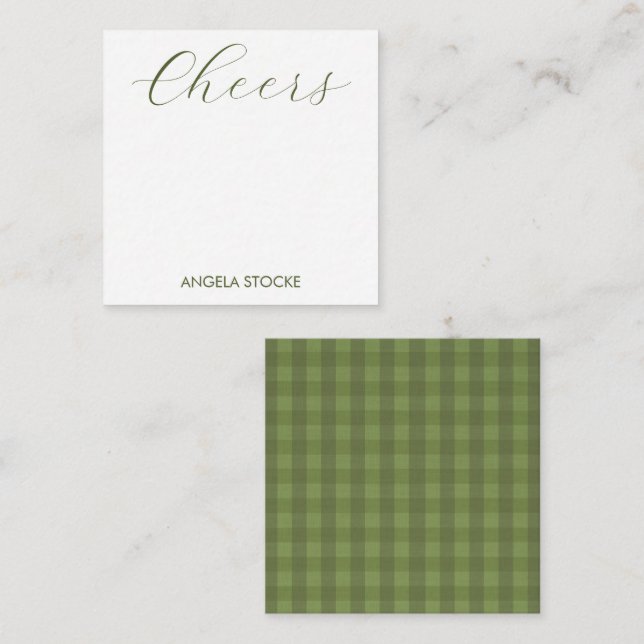 Cartão De Notas Xadrez Verde Personalizado (Frente/Verso)